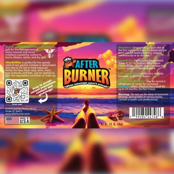 AfterBurner HOCL Sunburn Spray GEL 4oz